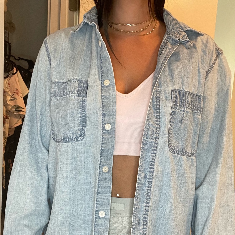 H&M soft denim button up